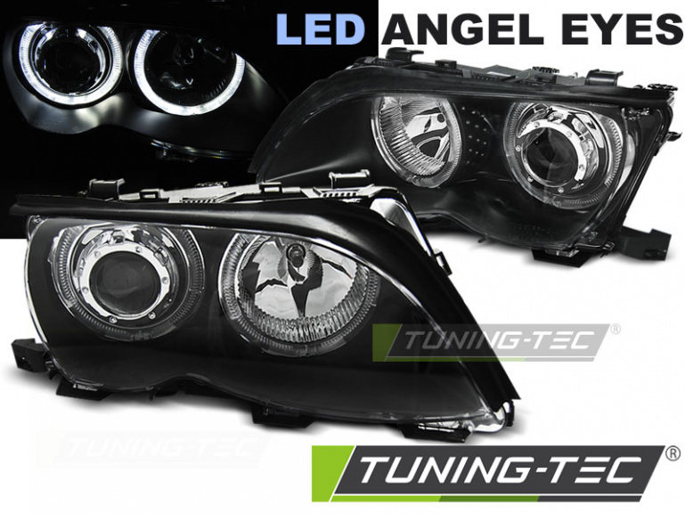 LED Angel Eyes Scheinwerfer für BMW 3er E46 01-05 schwarz Set
