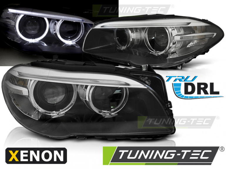 Xenon LED Tagfahrlicht Angel Eyes Scheinwerfer für BMW 5er F10/F11 10-13 schwarz