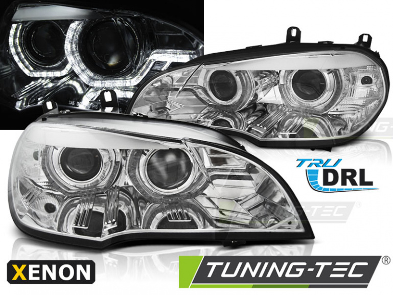 Xenon LED Tagfahrlicht Angel Eyes Scheinwerfer für BMW X5 E70 07-10 chrom