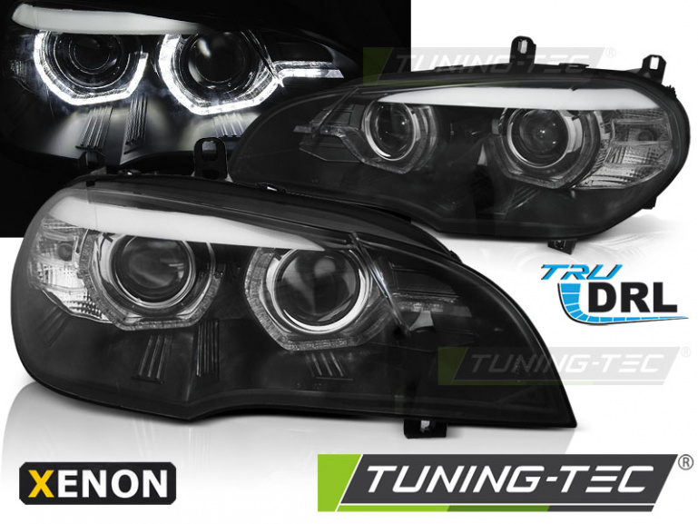 Xenon LED Tagfahrlicht Angel Eyes Scheinwerfer für BMW X5 E70 07-10 schwarz