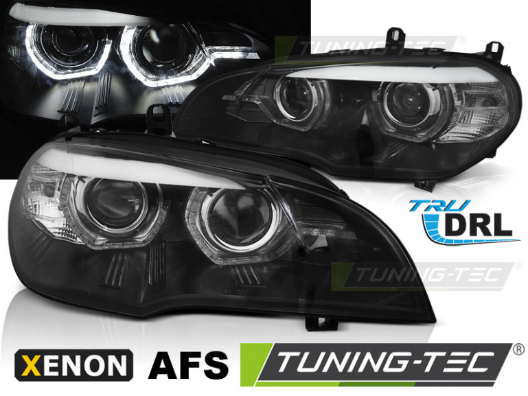 Xenon LED Tagfahrlicht Angel Eyes Scheinwerfer für BMW X5 E70 07-10 schwarz