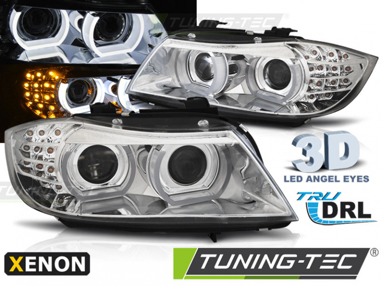 Xenon LED Angel Eyes Scheinwerfer für BMW 3er E90/E91 09-11 chrom