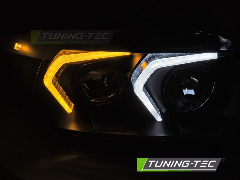 "UPGRADE+" Design LED Angel Eyes Scheinwerfer Set für BMW 3er E90/E91 05-08 schwarz mit LED Blinker