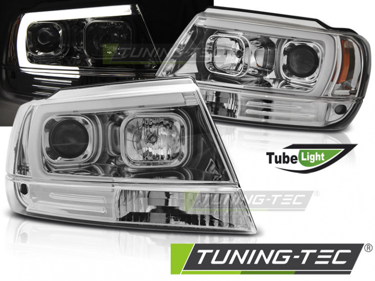 LED Tagfahrlicht Design Scheinwerfer für Jeep Grand Cherokee 99-05 chrom LTI