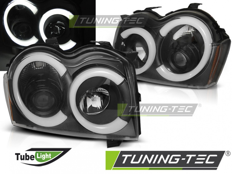 LED Angel Eyes Scheinwerfer für Jeep Grand Cherokee 05-08 schwarz LTI