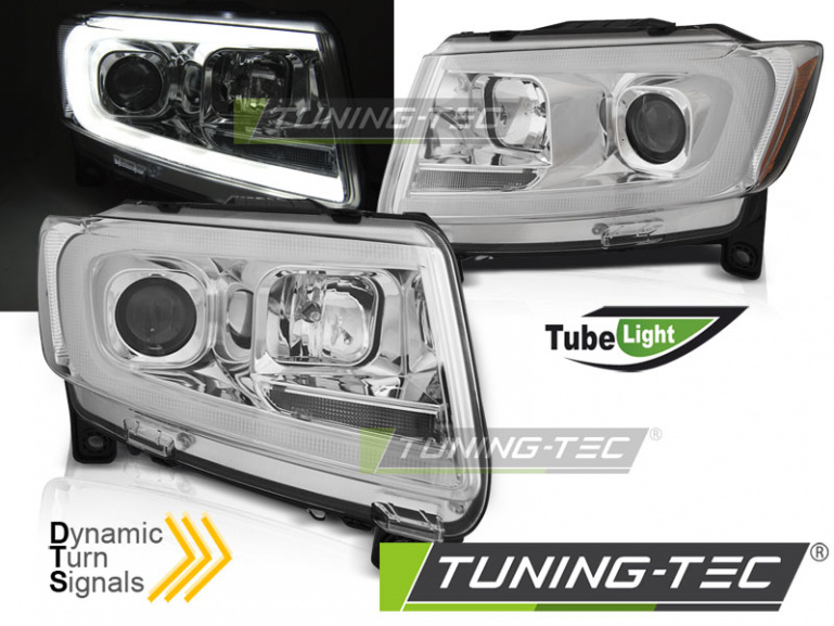 LED Tagfahrlicht Design Scheinwerfer für Jeep Grand Cherokee 11-13 chrom mit LED Blinker LTI