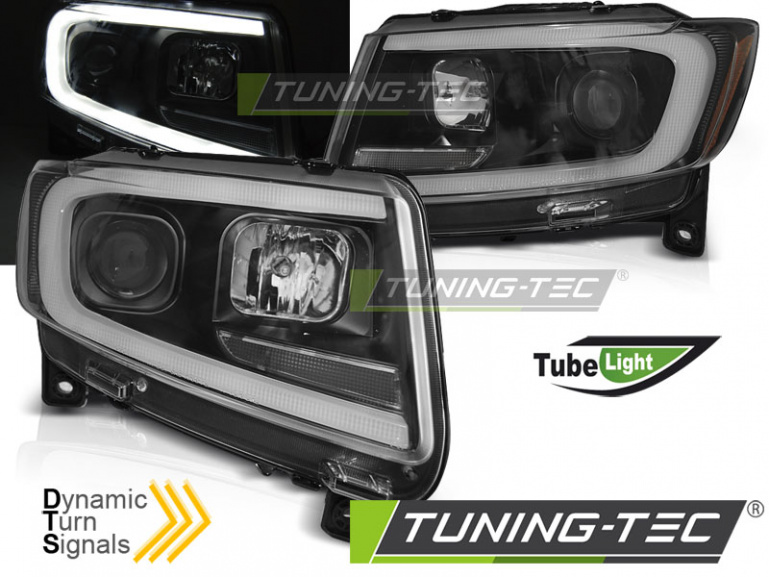 LED Tagfahrlicht Design Scheinwerfer für Jeep Grand Cherokee 11-13 schwarz mit LED Blinker LTI