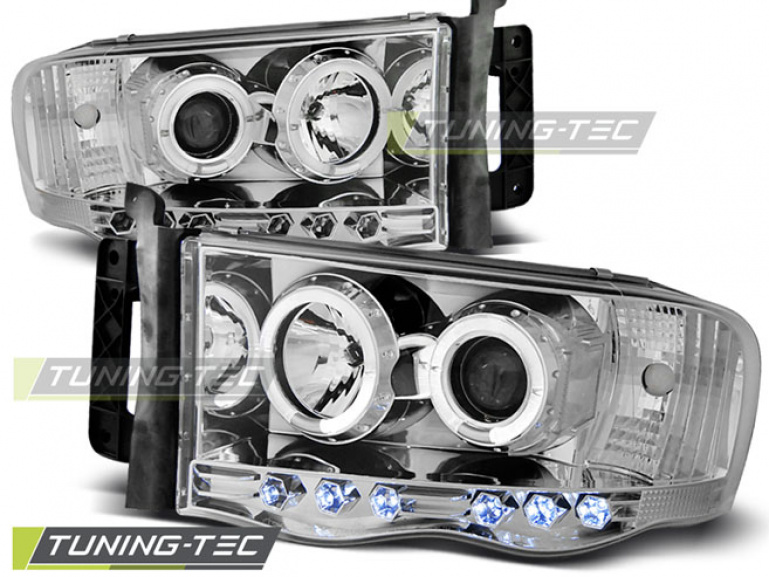 LED Angel Eyes Scheinwerfer für Dodge RAM 02-06 chrom