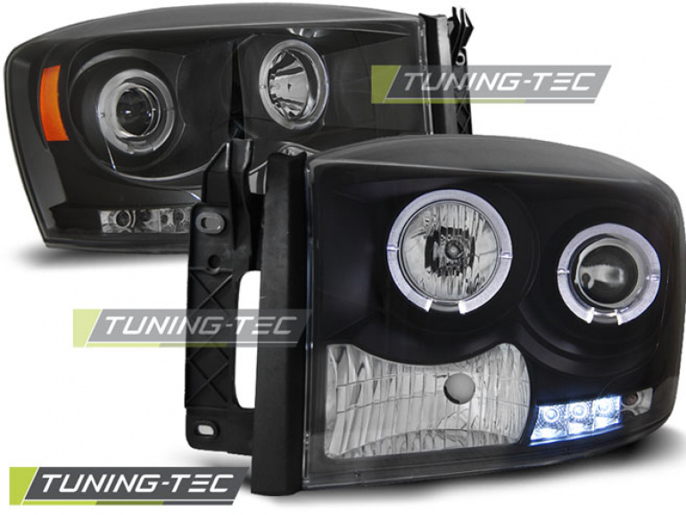 LED Angel Eyes Scheinwerfer für Dodge RAM 06-08 schwarz