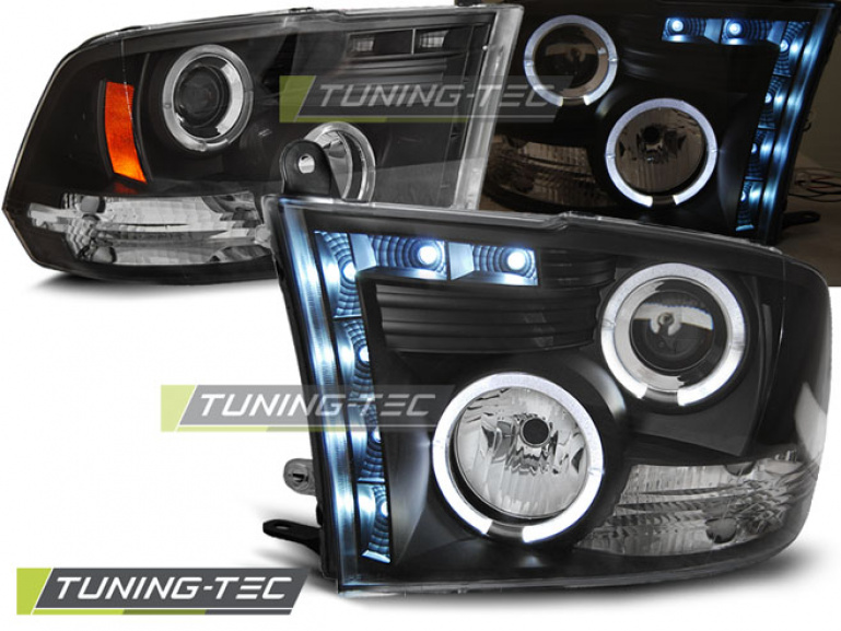 LED Angel Eyes Scheinwerfer für Dodge RAM 09-18 schwarz