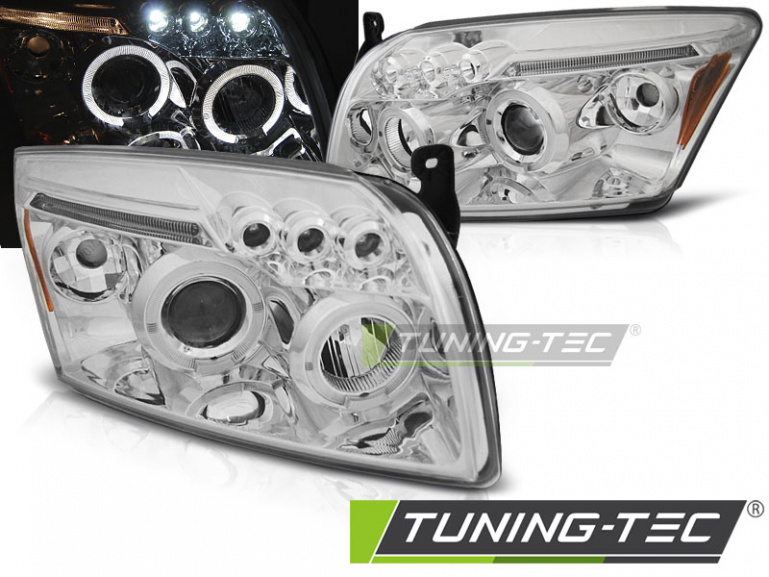 LED Angel Eyes Scheinwerfer für Dodge Caliber 06-12 chrom