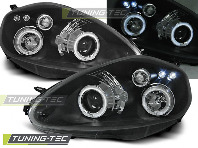 LED Angel Eyes Scheinwerfer für Fiat Grande Punto 05-08 schwarz