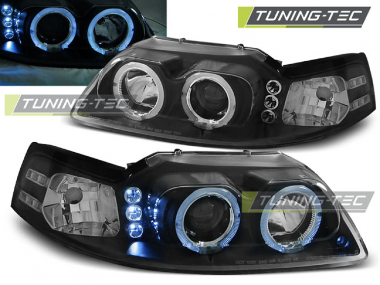 LED Angel Eyes Scheinwerfer für Ford Mustang III 98-04 schwarz