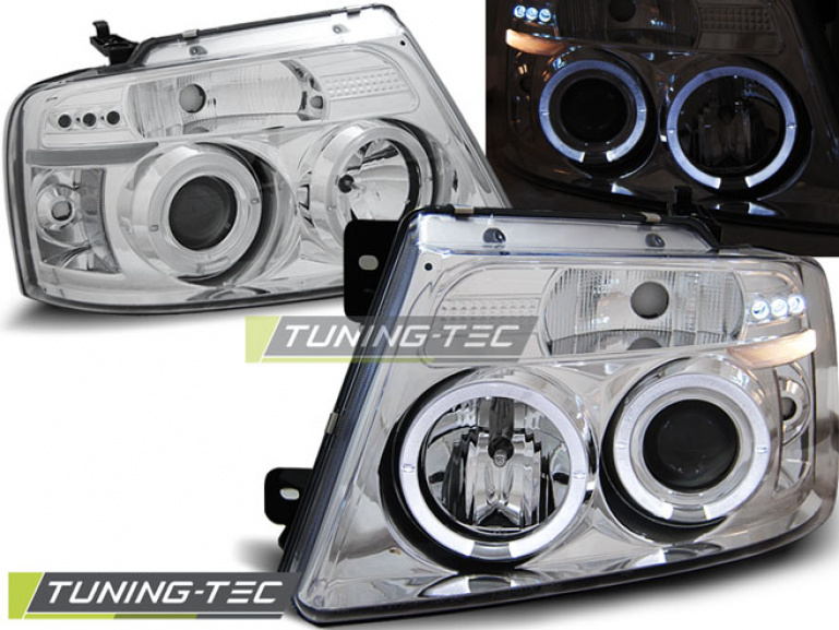 LED Angel Eyes Scheinwerfer für Ford F150 MK11 04-08 chrom