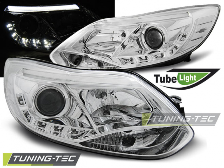 LED Tagfahrlicht Design Scheinwerfer für Ford Focus MK3 11-14 chrom