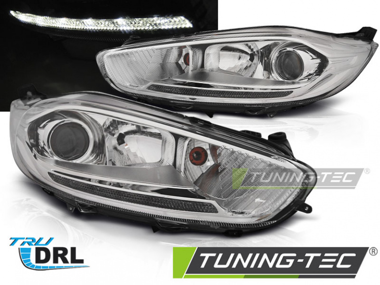 LED Tagfahrlicht Scheinwerfer für Ford Fiesta MK7 Facelift 13-16 chrom