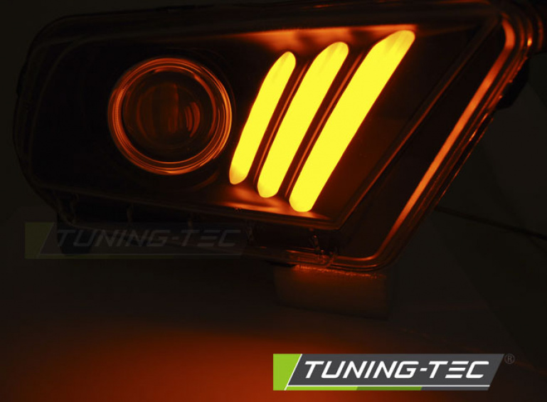 LED Tagfahrlicht Design Scheinwerfer für Ford Mustang V 10-13 chrom mit dynamischem LED Blinker