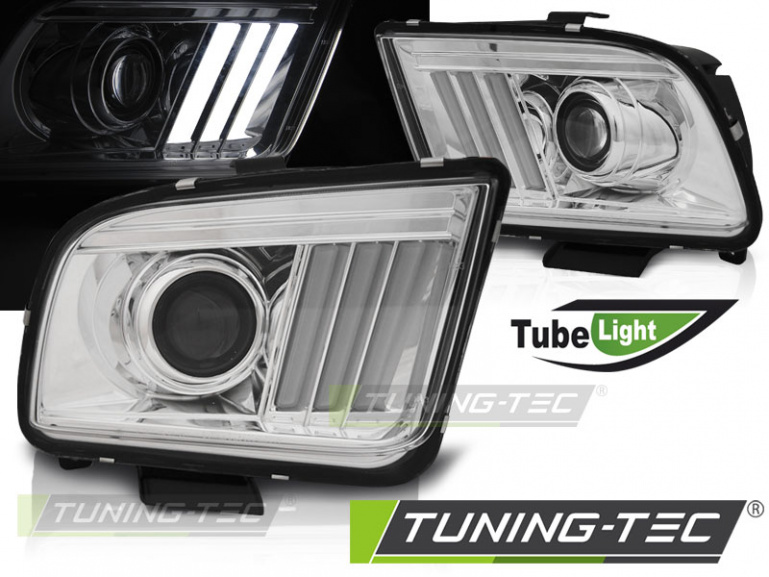 LED Tagfahrlicht Design Scheinwerfer für Ford Mustang IV 04-09 chrom