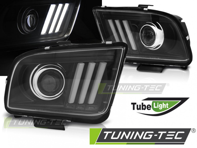 LED Tagfahrlicht Design Scheinwerfer für Ford Mustang IV 04-09 schwarz