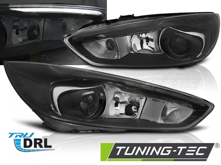 LED Tagfahrlicht Scheinwerfer für Ford Focus MK3 Facelift 14-18 schwarz