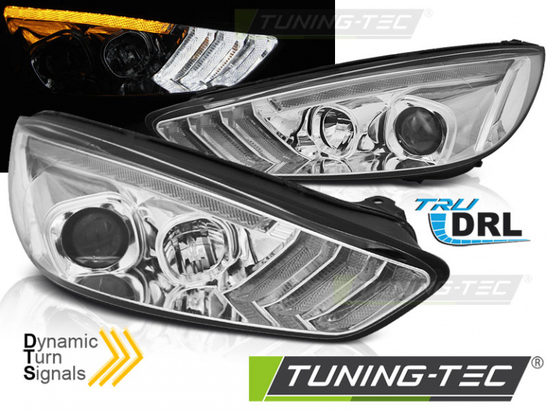 LED Tagfahrlicht Scheinwerfer für Ford Focus MK3 Facelift 14-18 chrom mit dynamischem LED Blinker