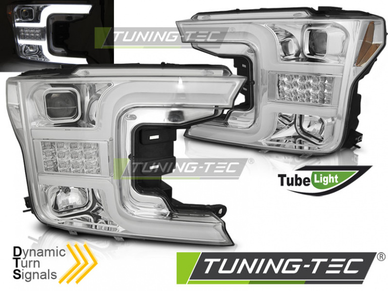 LED Tagfahrlicht Design Scheinwerfer für Ford F150 MK13 17-20 chrom mit LED Blinker