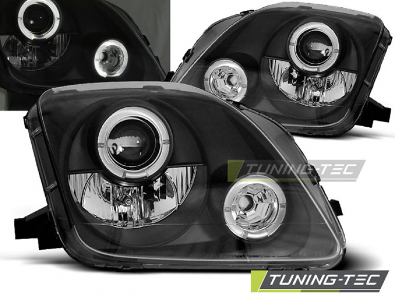 LED Angel Eyes Scheinwerfer für Honda Prelude 97-01 schwarz