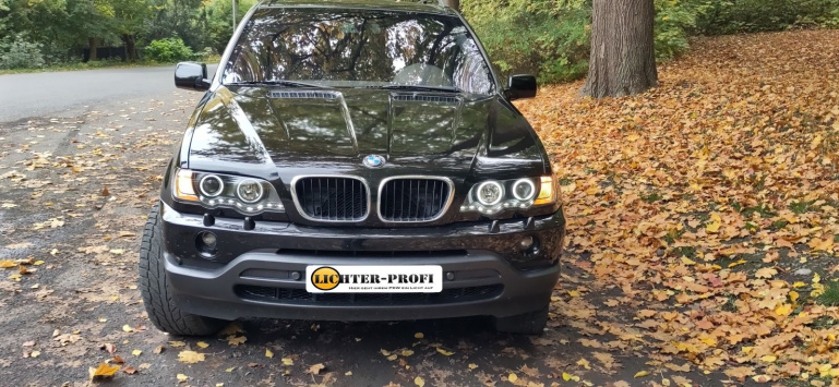 Xenon LED Angel Eyes Scheinwerfer für BMW X5 E53 99-03 schwarz