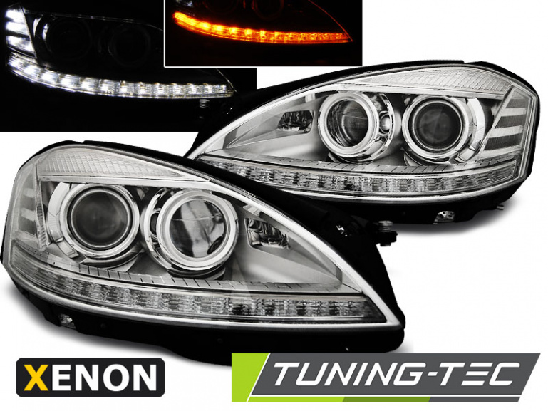 Xenon LED Tagfahrlicht Design Scheinwerfer für Mercedes Benz S-Klasse W221 05-09 chrom