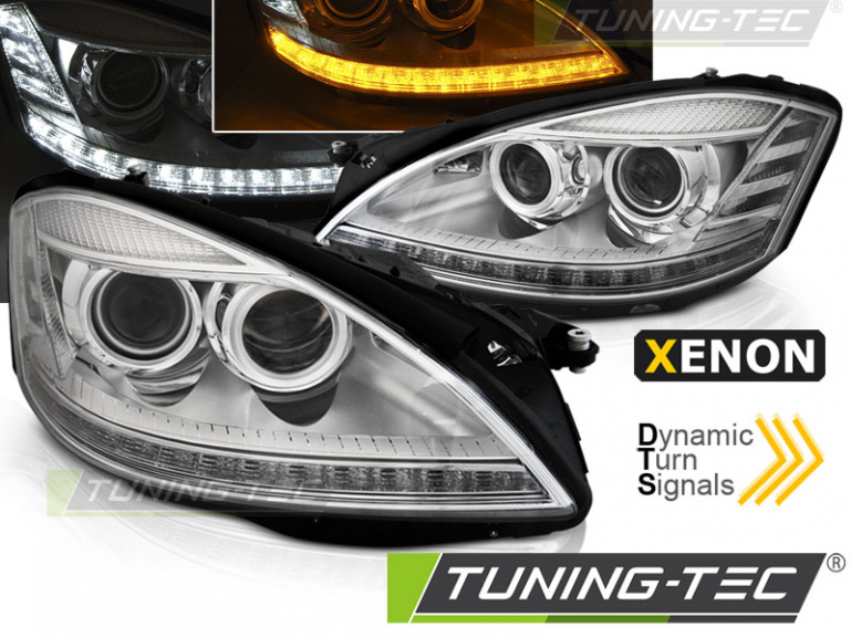 Xenon LED Tagfahrlicht Design Scheinwerfer für Mercedes Benz S-Klasse W221 05-09 chrom