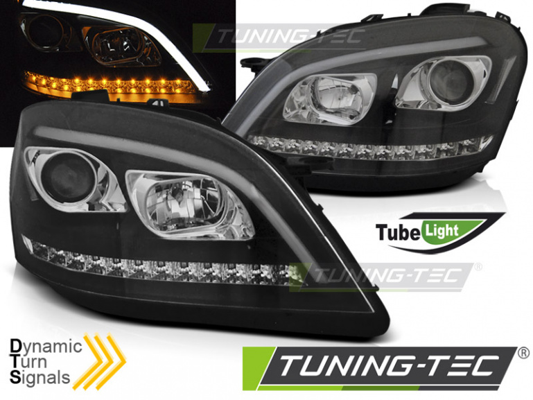 LED Tagfahrlicht Design Scheinwerfer für Mercedes Benz ML W164 05-08 schwarz mit dynamischem LED Blinker