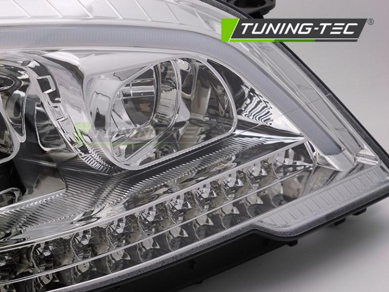 LED Tagfahrlicht Design Scheinwerfer für Mercedes Benz ML W164 09-11 Facelift chrom mit dynamischem LED Blinker