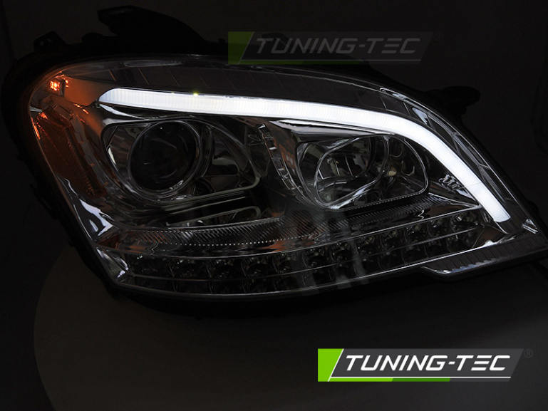 LED Tagfahrlicht Design Scheinwerfer für Mercedes Benz ML W164 09-11 Facelift chrom mit dynamischem LED Blinker