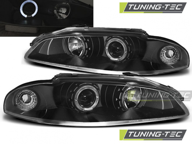 LED Angel Eyes Scheinwerfer für Mitsubishi Eclipse 97-98 schwarz