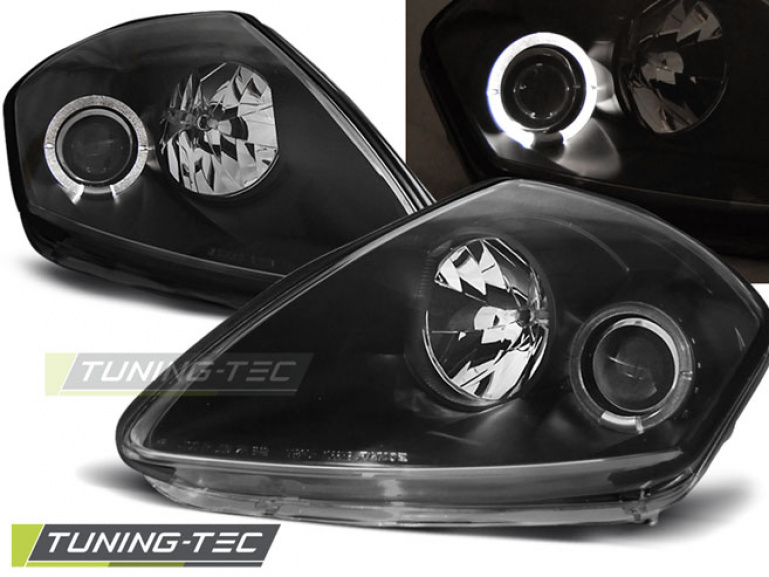 LED Angel Eyes Scheinwerfer für Mitsubishi Eclipse D50 00-05 schwarz