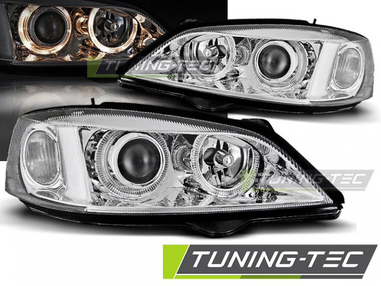 Upgrade Design Angel Eyes Scheinwerfer für Opel Astra G 98-04 chrom