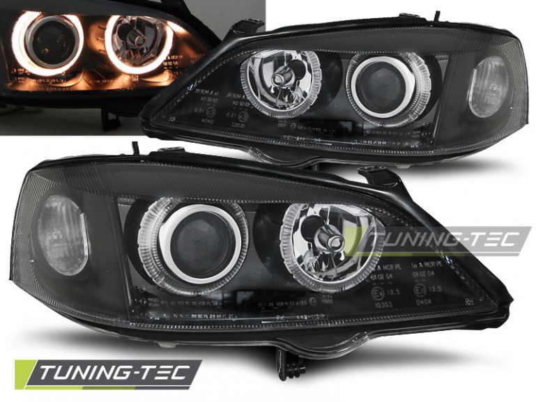 Upgrade Design Angel Eyes Scheinwerfer für Opel Astra G 98-04 schwarz