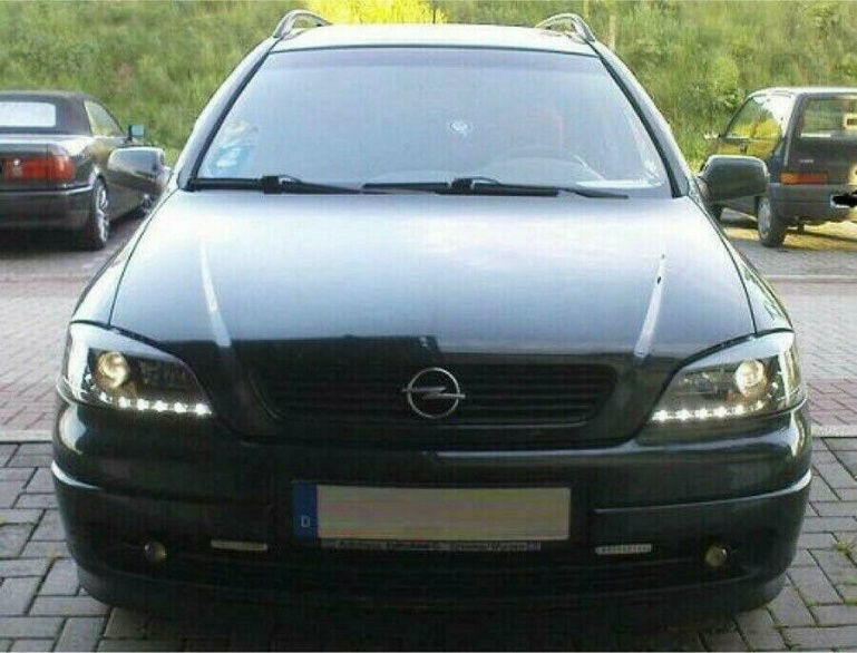 LED Tagfahrlicht Design für Scheinwerfer Opel Astra G 98-04 schwarz