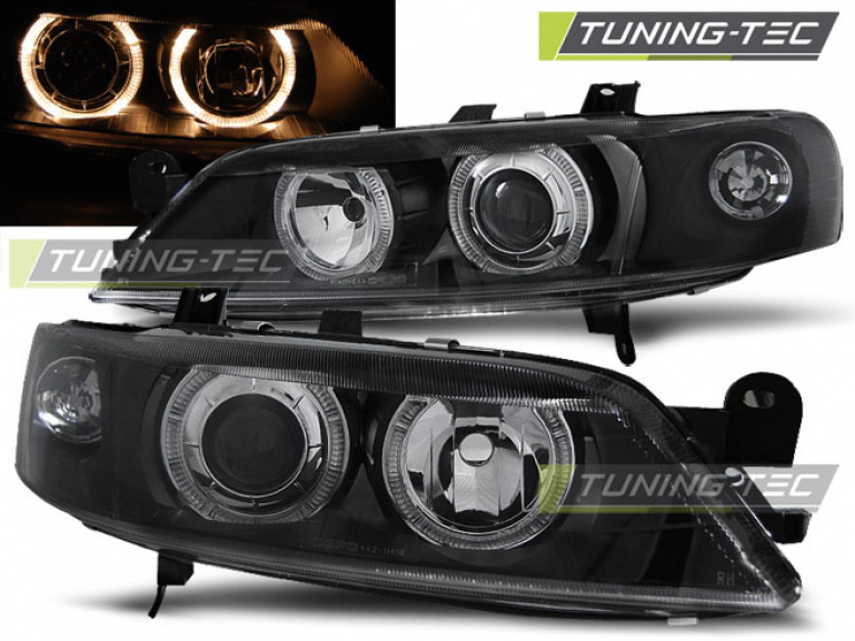 Upgrade Design Angel Eyes Scheinwerfer für Opel Vectra B Facelift 99-02 schwarz