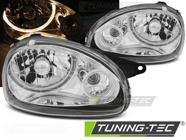 LED Angel Eyes Scheinwerfer für Opel Corsa B 93-00 chrom