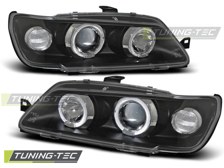 LED Angel Eyes Scheinwerfer für Peugeot 306 93-97 schwarz