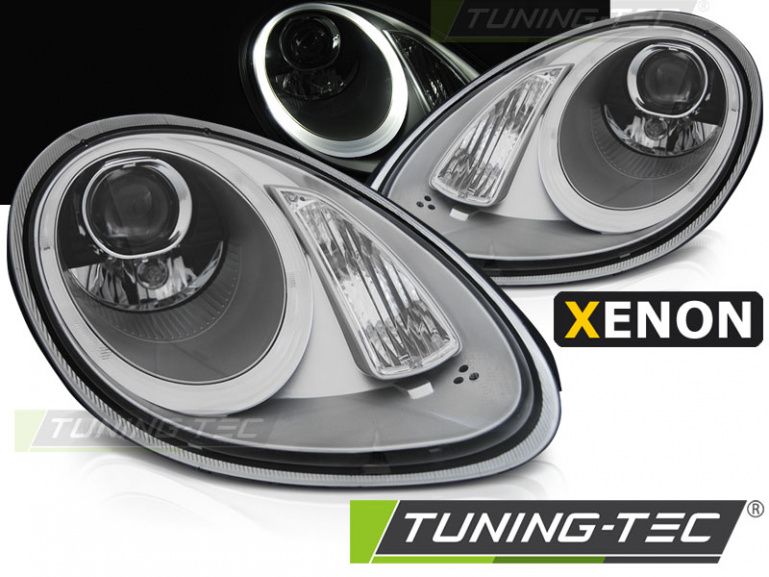 Xenon LED Tagfahrlicht Design Scheinwerfer für Porsche Boxster 987 / Cayman 987c 05-08 silber