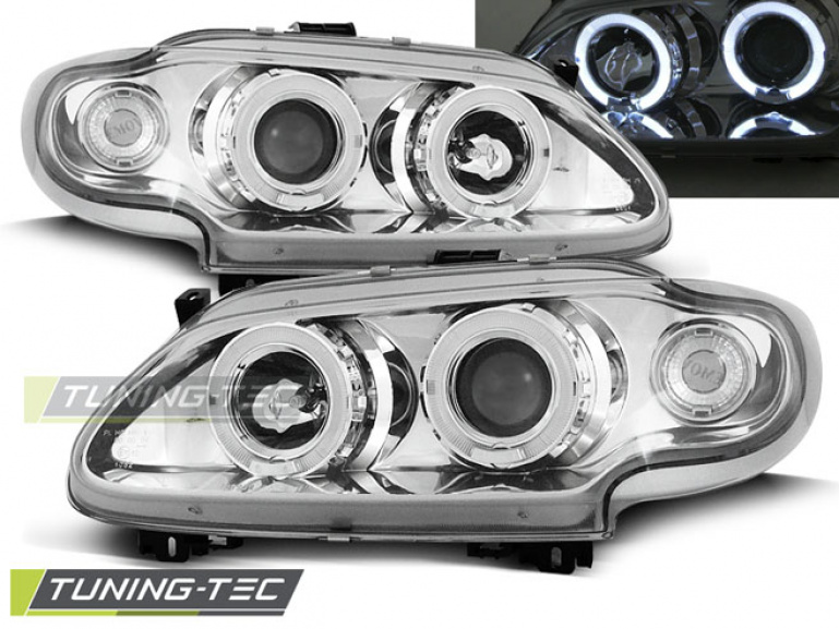 LED Angel Eyes Scheinwerfer für Renault Megane / Scenic 96-99 chrom