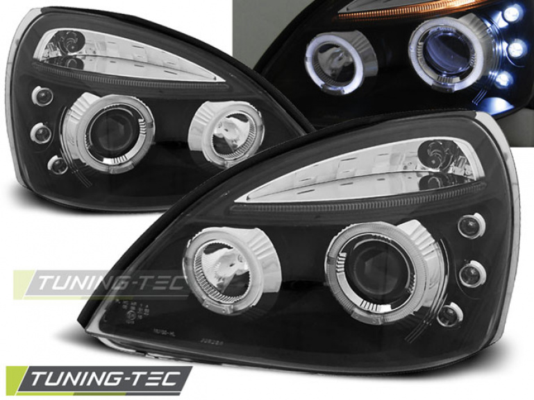 LED Angel Eyes Scheinwerfer für Renault Clio 2 01-05 schwarz