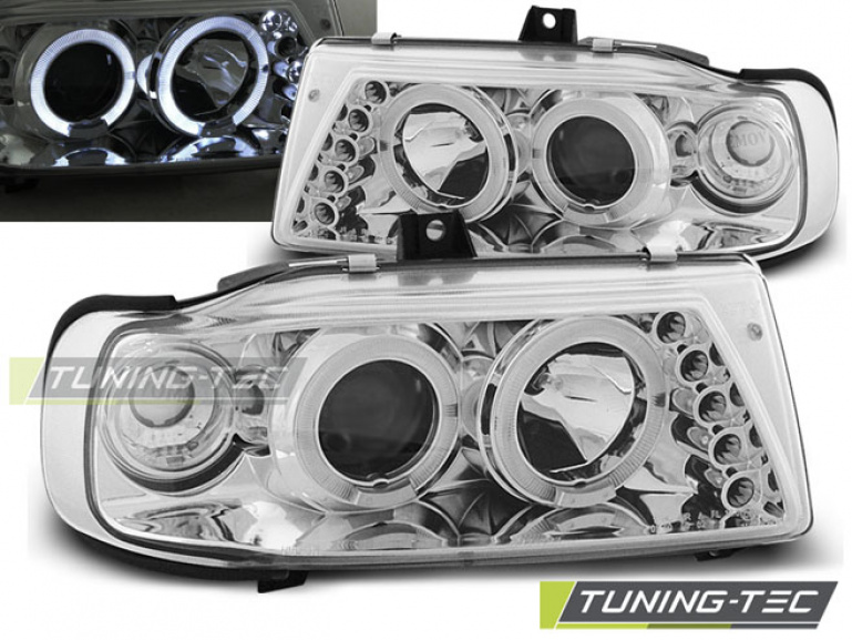 LED Angel Eyes Scheinwerfer für Seat Ibiza 6K / Cordoba 93-99 chrom