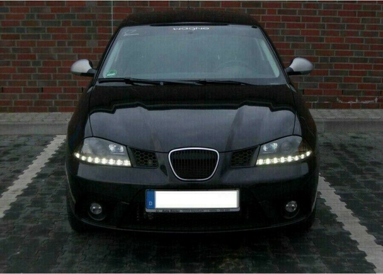 LED Tagfahrlicht Design Scheinwerfer für Seat Ibiza 6L 02-08 schwarz