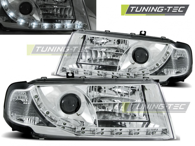 LED Tagfahrlicht Design Scheinwerfer für Skoda Octavia 1 (1U) 00-10 chrom