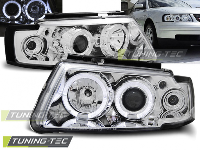 LED Angel Eyes Scheinwerfer für VW Passat 3B (B5) 96-00 chrom