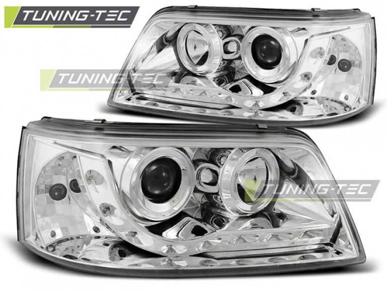 LED Tagfahrlicht Design Scheinwerfer für VW T5 03-09 chrom