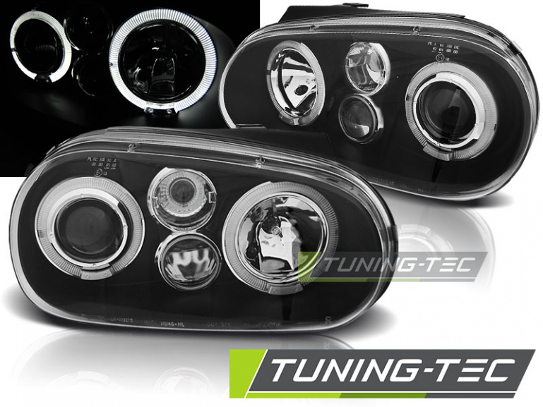 LED Angel Eyes Scheinwerfer für VW Golf 4 97-03 schwarz